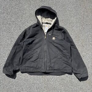 Vintage Carhartt Jacket Mens XXL Black Detroit Sherpa Lined Hooded J141 BLK